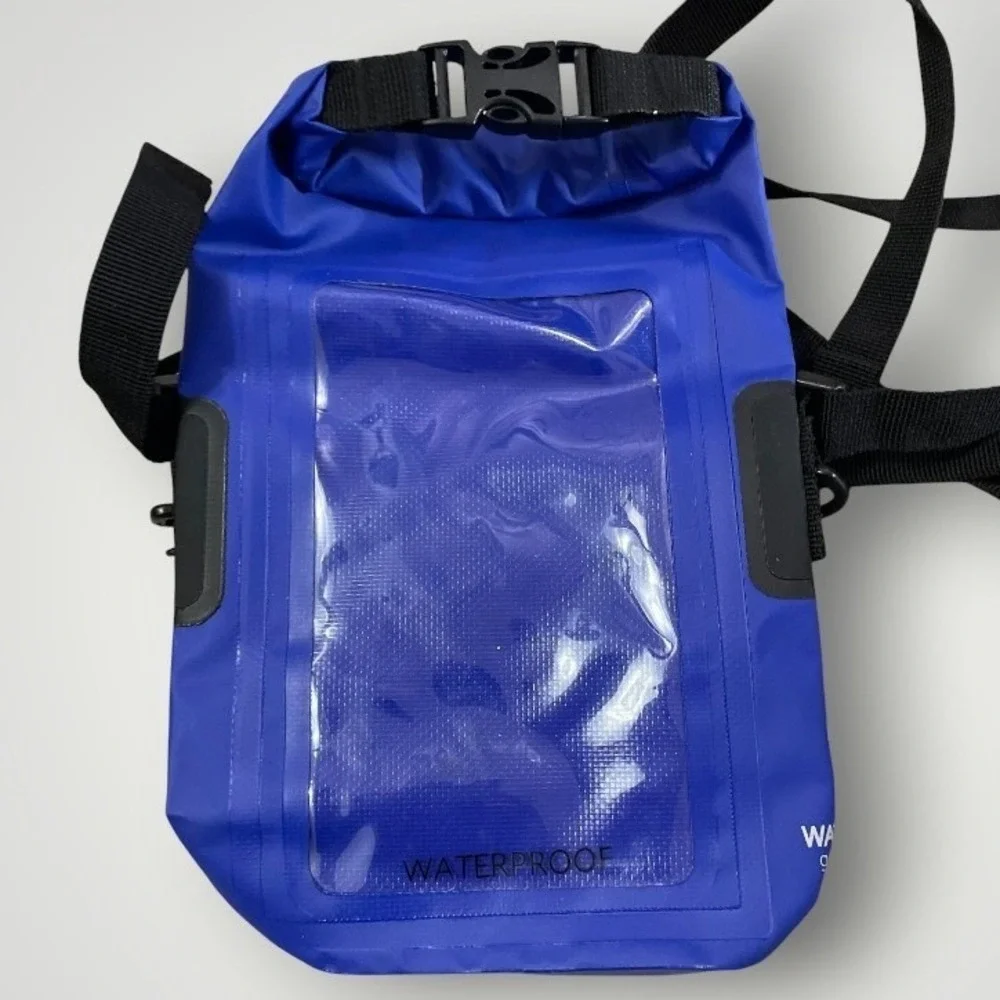 Geckobrands Dry Bag Blue Phone Waterproof Roll Top Crossbody Pouch Beach Rafting
